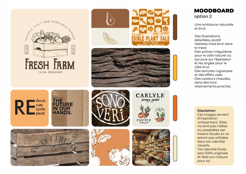 Moodboard brut et naturel pour un client - inkano studio