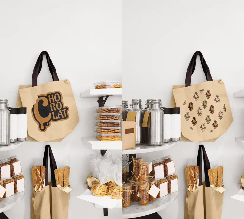 Sacs en toile avec le logo et les motifs - inkano studio